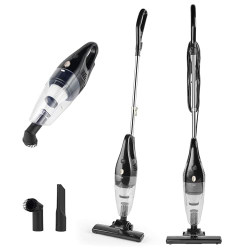 Beldray Stick Vacuum - Bagless Vacuum Cleaner, 2-In-1 Converts To Handheld, 1L Dust Tank, Washable HEPA Filter, Lightweight, Powerful Suction, 500W, Accessories Included, Platinum, BEL0770P-150