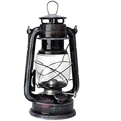 Lamparas Aceiteras Antiguas POFET Vintage Storm Lantern Lights Oil Lamp Burning Lantern Retro Kerosene Lamps Classic Oil Lamp Table Lanterns for Home, Garden, Camping Citronela - Rojo