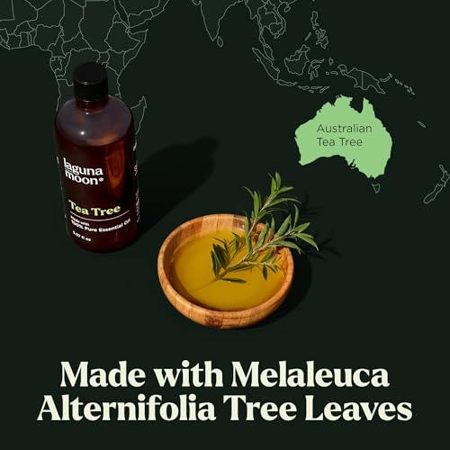 Image of Lagunamoon Australian Tea Tree Essential Oil (150ml) - XXL Bottle with Drops for Candle Making Scents and Cleaning Products - Fragrance Oil for Aromatherapy, Relaxation, Diffusers, Yoga, Home Care