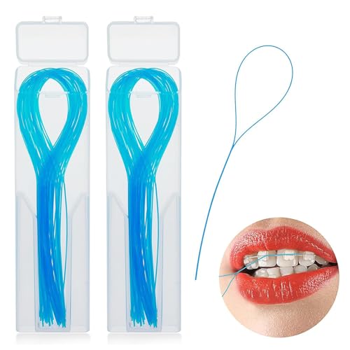 Enhebrador de hilo dental, 70 hilos dentales de limpieza profunda, multifunción para limpieza profunda, para aparatos de ortodoncia, puentes y prótesis orales