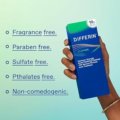 Differin 10% Benzoyl Peroxide Cleanser and Patch Set: 36 Power Patches, 18 large and 18 small patches for acne-prone skin and Acne Foaming Cleanser with 10% BPO Acne Treatment
