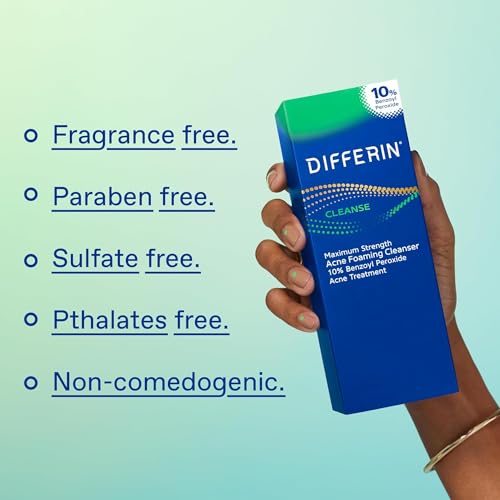 Image of Differin 10% Benzoyl Peroxide Cleanser and Patch Set: 36 Power Patches, 18 large and 18 small patches for acne-prone skin and Acne Foaming Cleanser with 10% BPO Acne Treatment