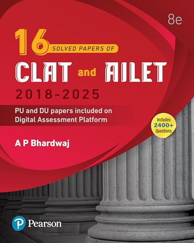 Image of 16 Solved Previous Years' Papers of CLAT and AILET (2018-2025) (Old edition)