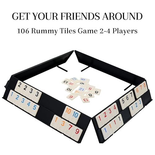 Juego de Rummy Cube con 106 fichas y 4 racks miniatura 4