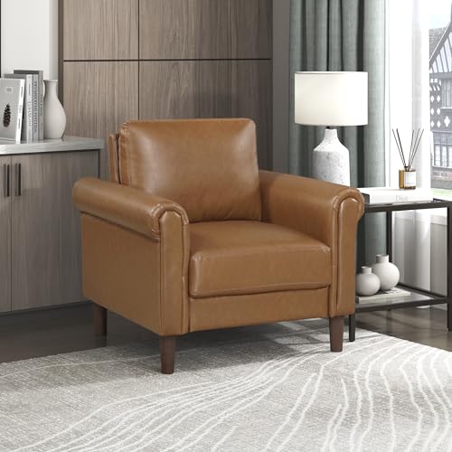 Lexicon 35" W Living Room Accent Chair, Faux Leather Upholstered