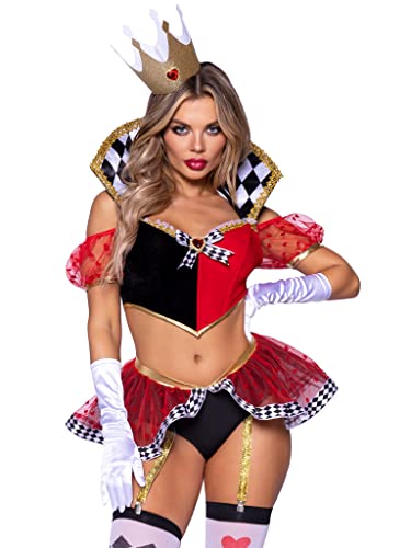Leg Avenue Women's 3 Pc Wicked Wonderland Queen Costume with Crop...