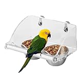 Cuencos para pájaros para jaula, dispensador de acero inoxidable con soporte acrílico, para periquitos, cacatúas, canarios, loros, pinzones, animales pequeños
