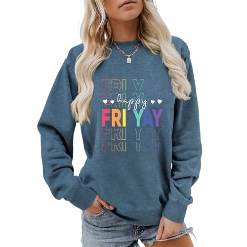 Teacher Sweatshirts for Women Fri Yay Teacher Sweatshirts No Hood Back to School Long Sleeve Shirts for Teen Girls