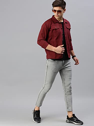 VOXATI Men's Denim Jacket kjt206xy-s Maroon S - Image 7