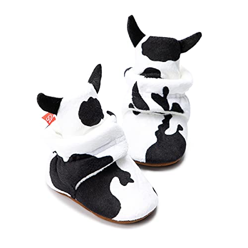 Image of Sawimlgy Newborn Infant Baby Girl Boy Cotton Booties Stay On Sock Slippers Soft Bedroom Shoes Non-Skid Ankle Boots With Grippers Toddler Crib Warm Shoe First Walker Birthday Shower