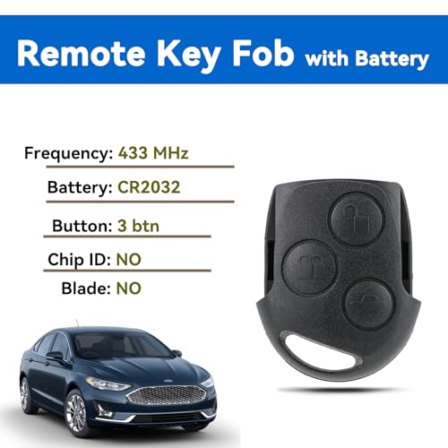 3 Button Remote Key Fob Replacement Black Head for Ford Fiesta MK6 Focus MK2 Mondeo Fusion KA S-Max C-Max Cougar Transit Tourneo Connect Key 433MHz (NO Chip NO Blade） - Image 2