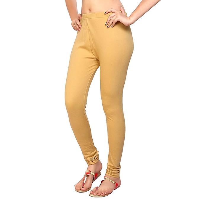 Image of ELAYNA Lycra Stretchable Churidar Leggings for Women's and Girls, White, XL Size, Full Length, Slim Fit