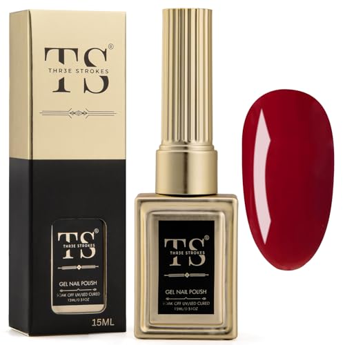 Image of THR3E STROKES Professional UV Gel Nail Polish, HEMA-FREE Lasts Upto 21 Days, Super Glossy Finish, Non-Chipping, Non-Smudging, Quick Drying Nail Polish,15 ml (90, 15ML)