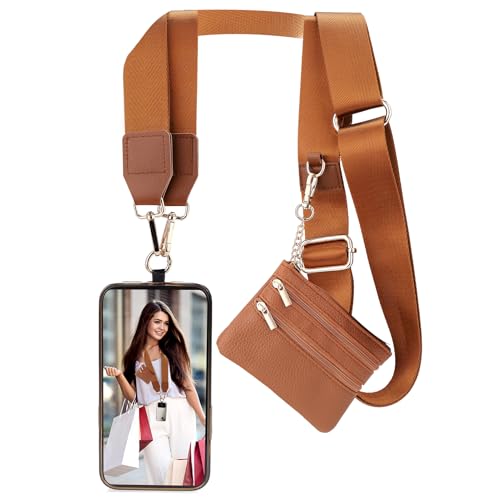Image of XANGNIER Clip and Go Strap for Phone with Wallet Crossbody, Phone Strap with Zippered Wallet, Adjustable Anti Theft Cellphone Lanyard for Women, Cellphone Chain Accessories,Multicolor 13