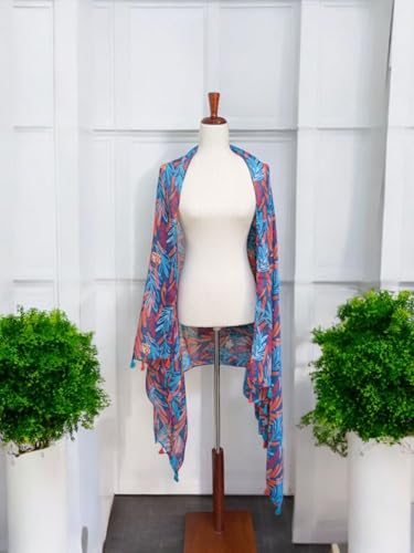 Women's Lightweight Scarf with Tassels - soft wrap, travel shawl and beach cover-up (79.8 in x 35.4 in)4