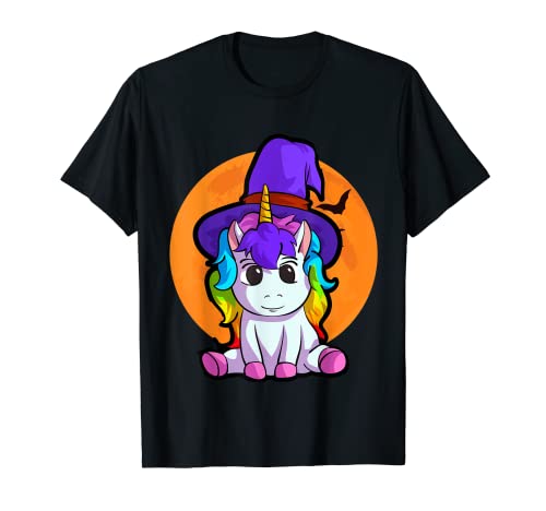 Camisa de Halloween de unicornio para niñas, disfraz de bruja para niños Camiseta