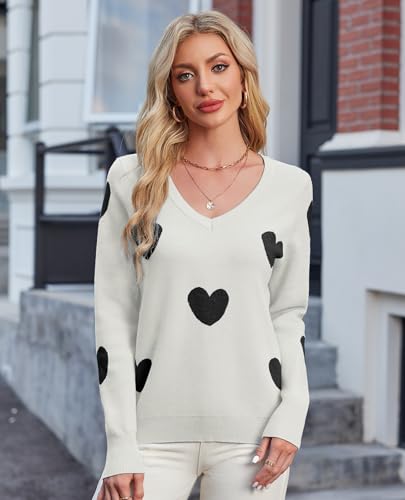Image of Women's Spring Sweaters 2026 Casual Long Sleeve Pullover V Neck Lightweight Sweatshirts Cute Blouse Tops