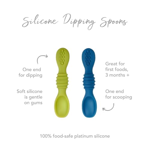 Image of TONY STARK Baby Silicone Spoon Set of 2, Spoons Feeding, Weaning Spoon for Baby 6 to 12 Months, Gum Friendly, BPA Free, Soft & Durable Self-Feeding Spoons