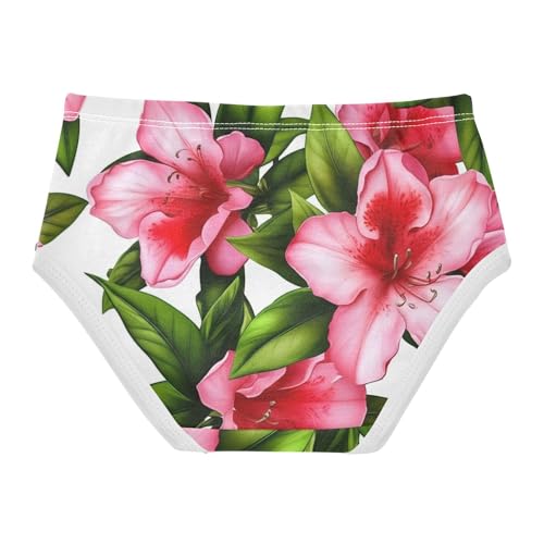 Painted Pink Azalea Flowers Girl Panties Cute Toddler Underwear Floral Cotton Colorful Briefs Kids Undies 2t2