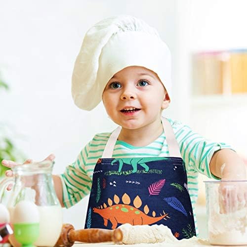 2 Pcs Kids Aprons, Cartoon Style Boys Girls Apron for Cooking Baking Art Painting Gardening