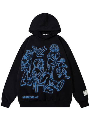 Vamtac Mens Graphic Hoodies Y2k Cute Pullover Oversized Fashion Streetwear Casual Hooded Sweatshirt Unisex Tops