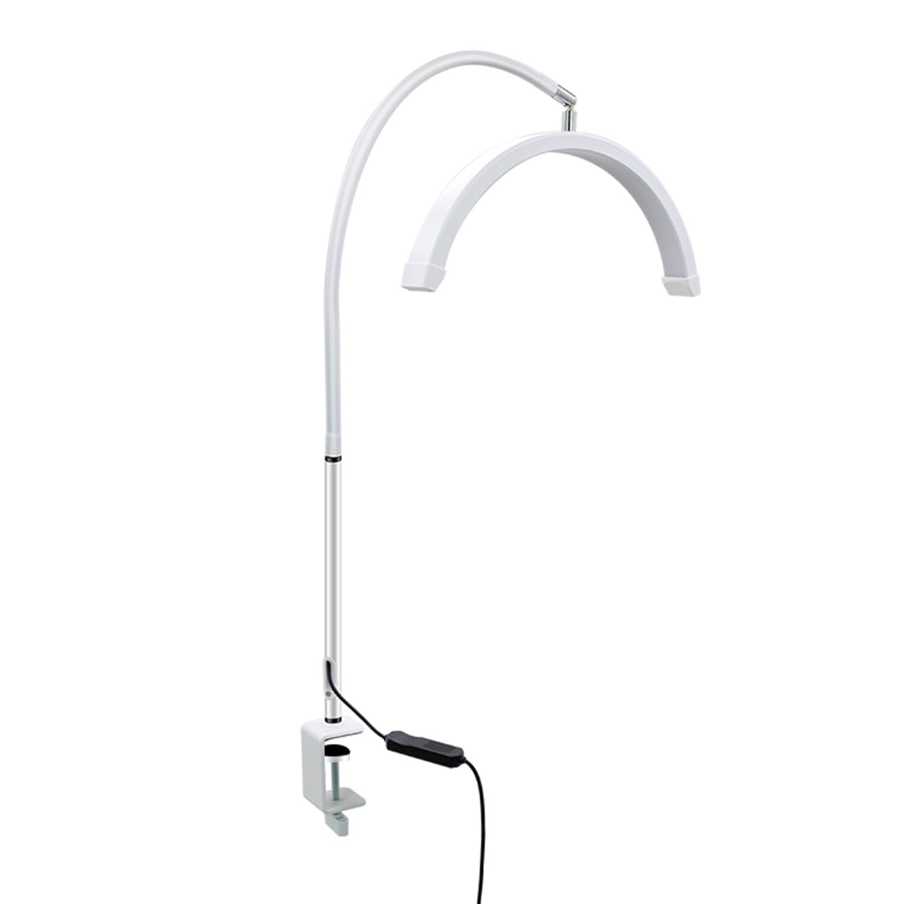 ayex LED Bogenleuchte Tischlampe mit Klemme dimmbar 3200K–5600K 1400 Lumen flexibel drehbar augenschonend für Kosmetik Nageldesign Tattoo Studio HD-P3 weiß