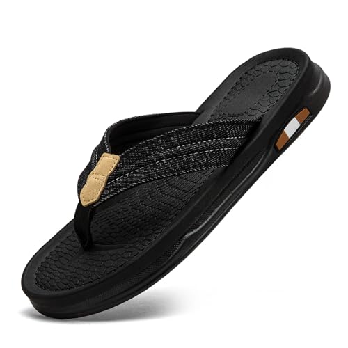 Image of Mens Flip Flops Thong Sandals Lightweight Comfortable Summer Beach Slides Soft Cushion Footbed Open Toe Slippers for Pool Showers Dorms Water Friendly Indoor and Outdoor