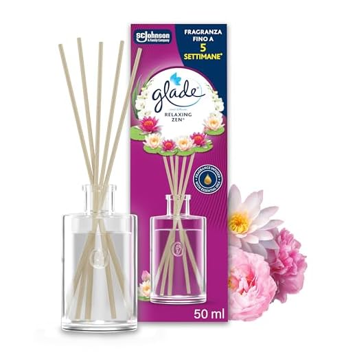 Glade Diffusore a Bastoncini, Profumatore per Ambienti con Oli Essenziali, Fragranza Relaxing Zen, Confezione da 1 diffusore da 50ml