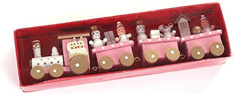 Miniatura 7 de 4 secciones de tren de madera de Navidad, decoración de mini tren para decoración de fiesta de cumpleaños de Navidad