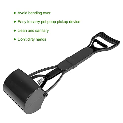 Image of Cocoarm Pooper Scooper Long Handle Jaw Poop Scoop Handle Portable Pet Pooper Scooper for Large Dogs Cats Waste Picker Cleaning Tool with Extended Handle and Easy to Pull Spring (All Black)