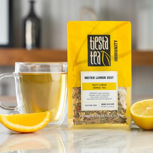 Image of Tiesta Tea - 4 Autumnal Tea Blends, Loose Leaf, Premium Blend, Non-Caffeinated, Make Hot or Iced, Pouch of Pumpkin Spice, Cozy Chai, Chamomile Mint, Meyer Lemon Zest, Pack of 4