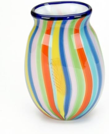 M Design Art Handcraft Rainbow Pattern Millefiori Glass Center Glass Vase [Kitchen]