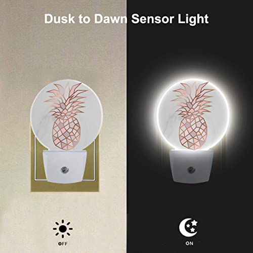 Image of EKOBLA Pink Pineapple Night Light, Fruit and Gray Marble Night Lights Plug Into Wall with Auto Sensor for Bedroom and Bathroom
