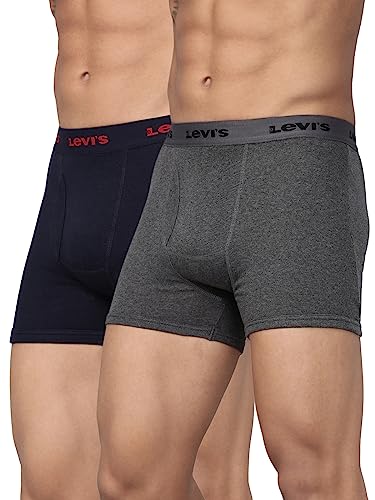 Image of Levi's 001 Classic Boxer Brief for Men | 100% Pure Cotton | Solid | Mid-Rise Men's Underwear | Anti-Roll Waistband | Durable Comfort with Extra Supportive Gusset | Functional Fly | Pack of 2