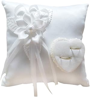 YilinkMart Hochzeit Ringkissen, 20x20cm Brautkissen Träger Kissen Ringschachtel Ringhalter, Heirat Paar Ring Halter Hochzeit Accessoires Für Eheringe Ringe