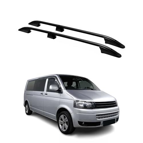 Barres de toit longitudinales noires en aluminium pour VW Transporter T5 T6 T6.1 L2