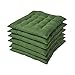 HOMESCAPES Lot de 6 Galettes de Chaise matelassée en Pur Coton Vert foncé 40 x 40 cm