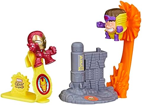 Marvel Stunt Squad Iron Man Vs. M.O.D.O.K. Playset, 1.5-Inch Super Hero Action Figures, Toys for Kids Ages 4 & Up, Multicolor