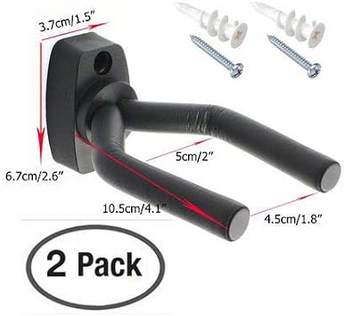 2-PACK Guitar Hanger Hook Holder Wall Mount Display, w/Hardware