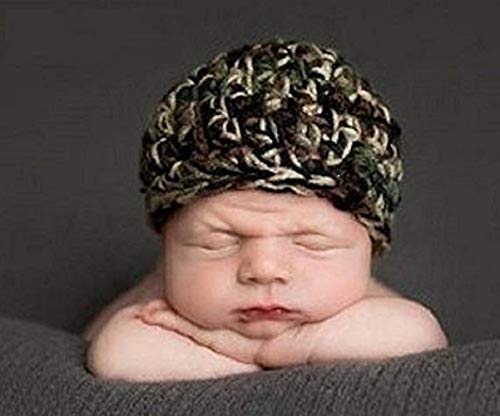 Camo Baby Boy Hat, Crochet Camouflage Beanie, Infant Photo Prop, Winter Hat, Green And Brown (Newborn, Green Brown) #TOP2