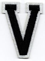 V &ndash; Buchstabe; Aufn&auml;her/Patch mit B&uuml;gel-Klebe-Fl&auml;che zum fixieren