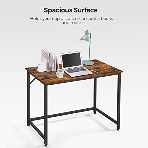 VASAGLE-39-Inch-Computer-Writing-Desk-Home-Office-Small-Study-Workstation-Industrial-Style-PC-Laptop-Table-Steel-Frame-394-Rustic-Brown-Black