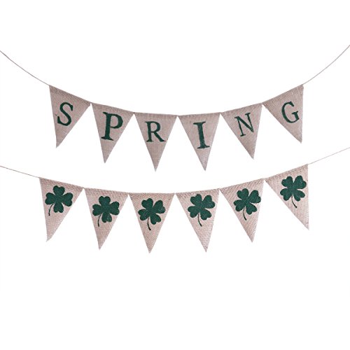 LUOEM Shamrock Banner Lente Banner St Patrick's Day Banner Ierse Klaver Garland Pennant Hangende Decoratie