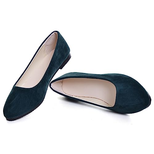 Dear Time Women Casual Flat Shoes Comfortable Slip on Pointed Toe Ballet Flats Dark Green US 7.52