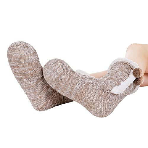 Image of Chassic Sherpa Lined Slipper Socks for Women, Non-Slip Cozy Winter House Socks, Soft Fuzzy Socks, Gifts for Women & Ladies Stocking Stuffers