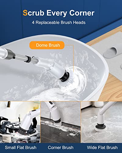 Labigo Electric Spin Scrubber La2 Pro, Shower Cleaning Brush With Display And 4 Replaceable Brush Heads,2 Adjustable Speeds, 3 Adjustable Extension Handle, Power Cleaning Brush For Bathroom Tile Black #TOP5