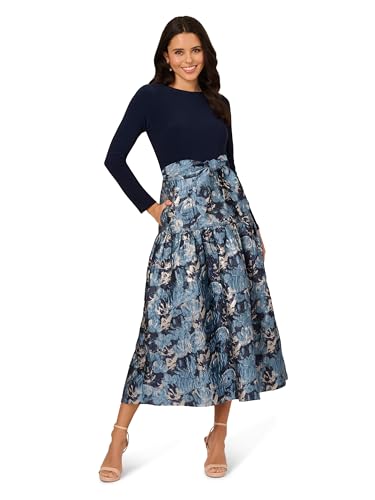 Adrianna Papell Women's Jersey Jacquard Ankle Dress