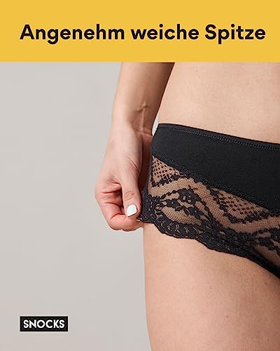 Damen Hipster Slips aus Spitze in Schwarz von Snocks