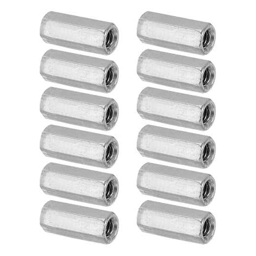 PATIKIL M5 x 0.8-Pitch 304 Stainless Steel Hex Coupling Nuts, 12Pcs 20mm/ 0.8" Length Coarse Fully Threaded Rod Coupling Nut Studding Connector Fasteners, Silver Tone