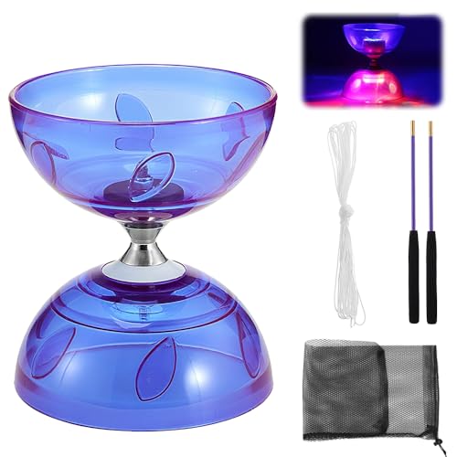 YANGUN Triple Bearing Diabolo Set Diablo Toy Juggling Set with Wooden Sticks Circus Toys for kids Focus Development Coordination Activity Training for Kids Ages 8+ Above & Adults PURPLE